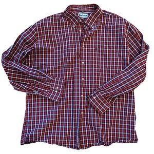 Barbour Men's Plaid Red Blue Yellow Button Down Size XL 100% Cotton